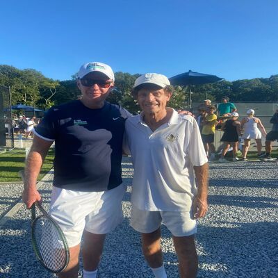 Dr. Marshall Hubsher with Patrick McEnroe at Pro-Am tennis event